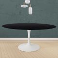 Eero Saarinen Tulip Table H 74 Round in Black Stained Oak Made in Italy - Scarlet