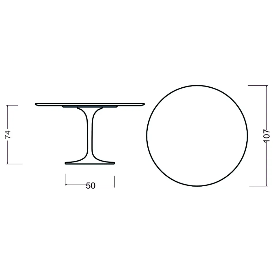 Tulip Table Eero Saarinen H 73 Round in Black Stained Oak Made in Italy - Scarlet Viadurini
