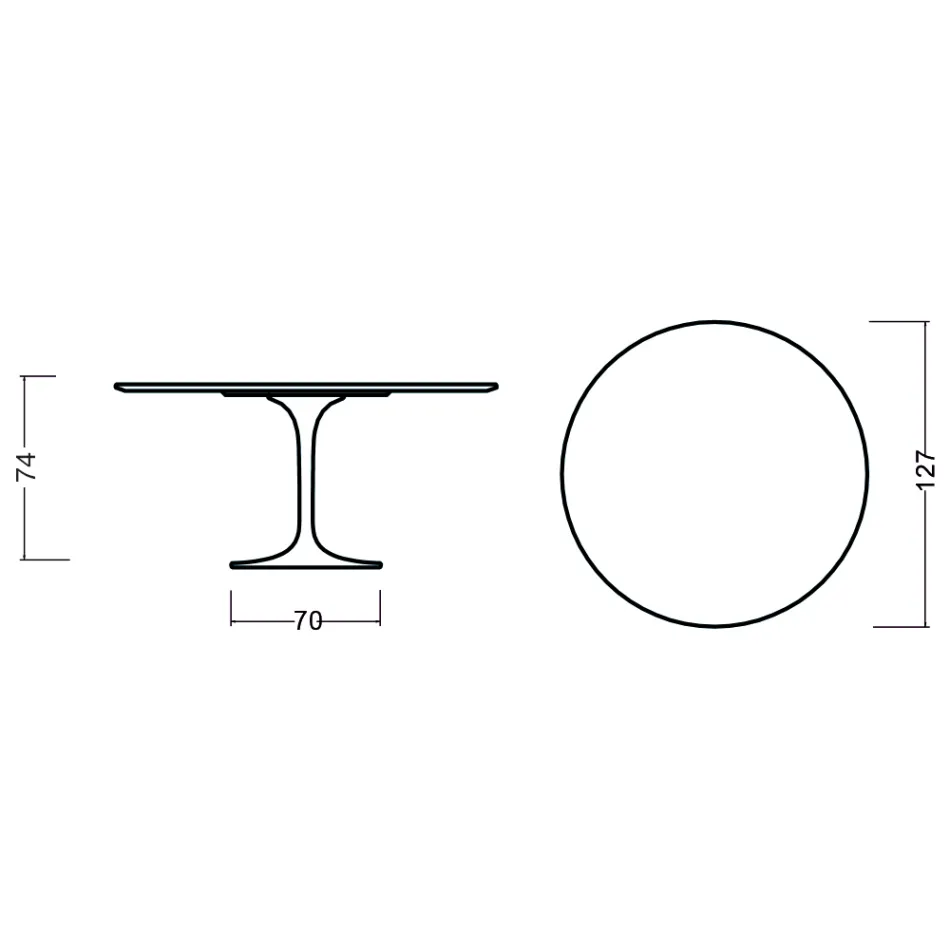 Tulip Table Eero Saarinen H 73 Round in Black Stained Oak Made in Italy - Scarlet Viadurini
