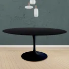 Tulip Table Eero Saarinen H 73 Round in Black Stained Oak Made in Italy - Scarlet Viadurini