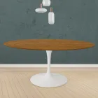 Eero Saarinen Tulip Table H 73 Round in Oak Stained Light Walnut Made in Italy - Scarlet Viadurini