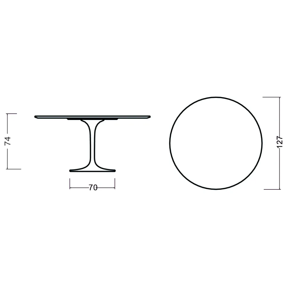 Eero Saarinen Tulip Table H 73 Round in Oak Stained Light Walnut Made in Italy - Scarlet Viadurini