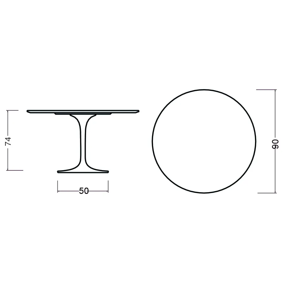 Eero Saarinen Tulip Table H 73 Round in Dark Walnut Stained Oak Made in Italy - Scarlet Viadurini