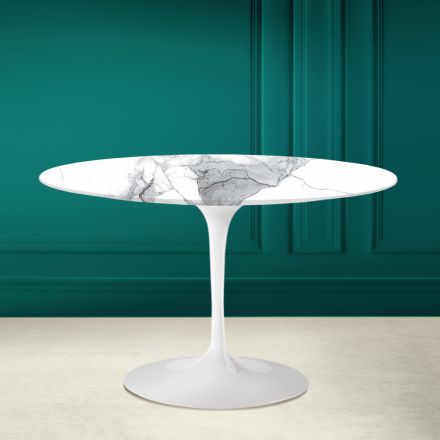 Tulip Table Eero Saarinen H 73 Round in Statuario Altissimo Made in Italy - Scarlet Viadurini