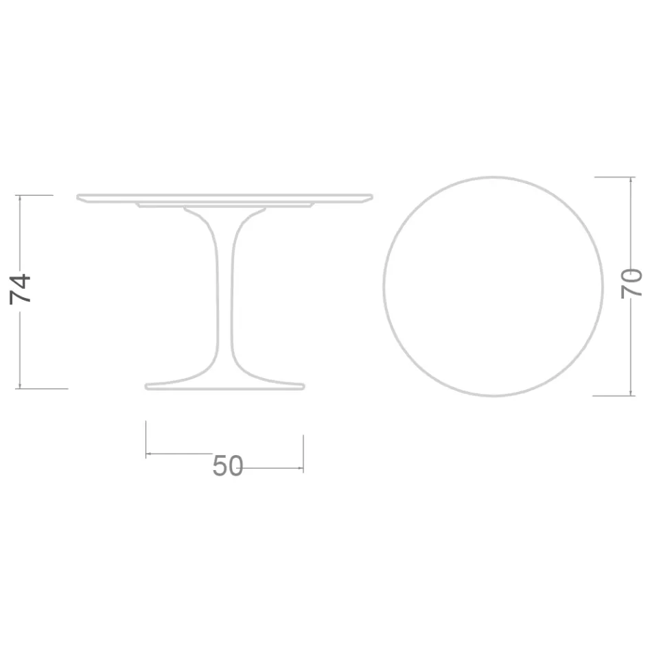 Eero Saarinen Tulip Table H 74 with White Liquid Laminate Top Made in Italy - Scarlet Viadurini