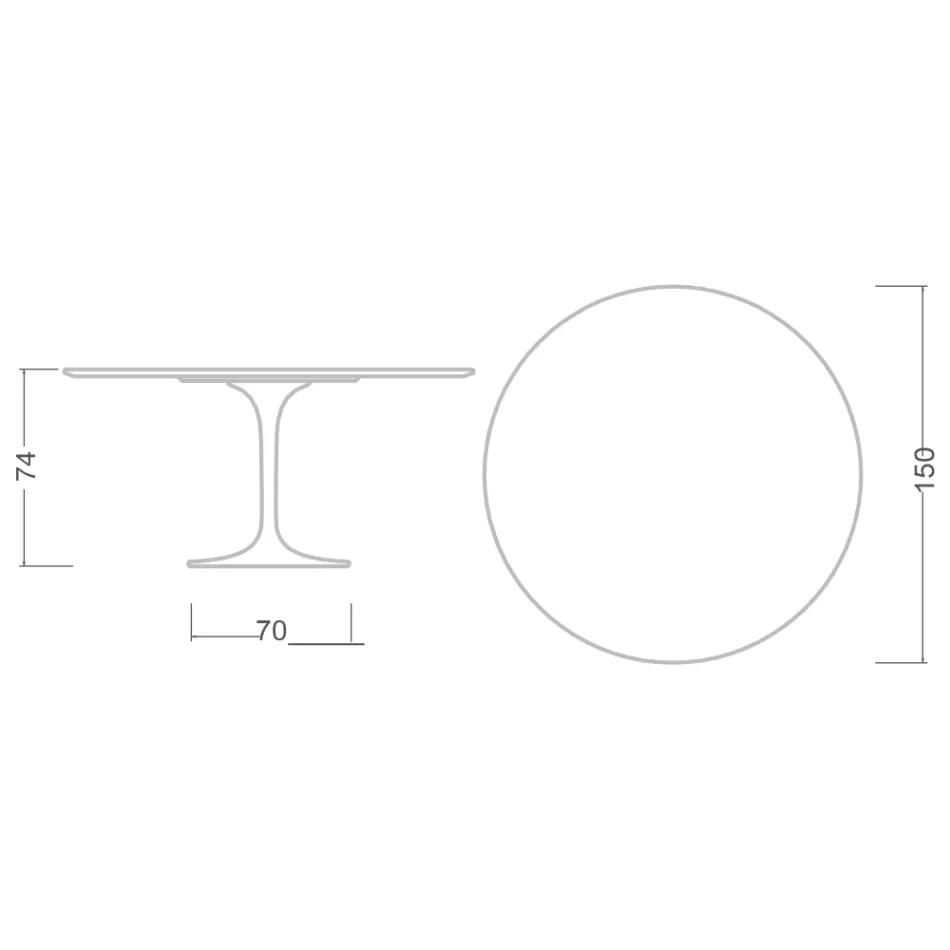 Eero Saarinen Tulip Table H 74 with Black Liquid Laminate MDF Top - Scarlet Viadurini