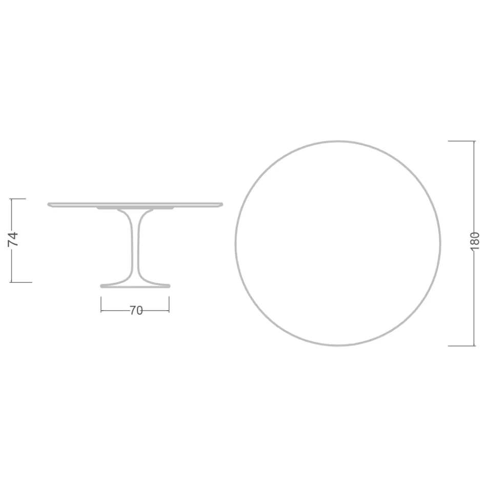 Eero Saarinen Tulip Table H 74 with Black Liquid Laminate MDF Top - Scarlet Viadurini