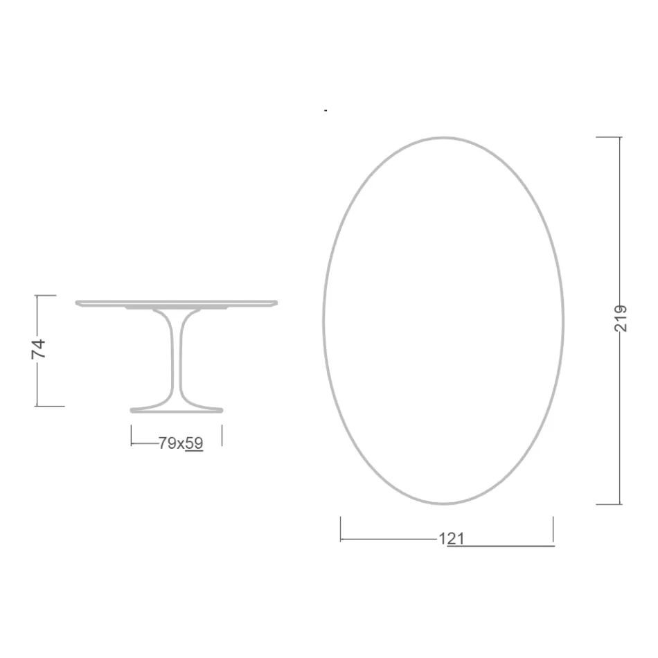 Eero Saarinen Tulip Table H 74 with Oval Top in Arabescato Marble Made in Italy - Scarlet Viadurini