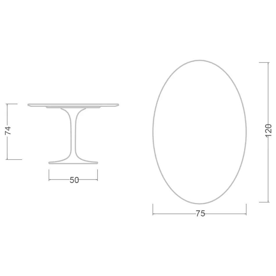Eero Saarinen Tulip Table H 74 with Oval Top in Arabescato Marble Made in Italy - Scarlet Viadurini