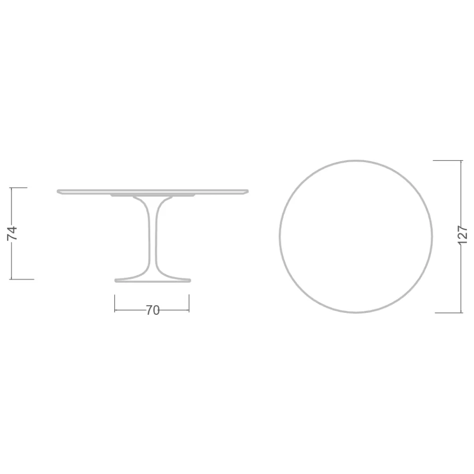 Eero Saarinen Tulip Table H 74 in Aura 22 Ceramic Made in Italy - Scarlet Viadurini