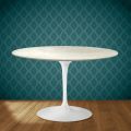 Eero Saarinen Tulip Table H 74 in Marmorio Ceramic Made in Italy - Scarlet