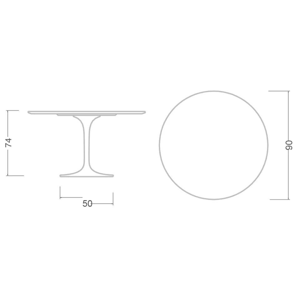 Eero Saarinen Tulip Table H 74 in Moonè Ceramic Made in Italy - Scarlet Viadurini