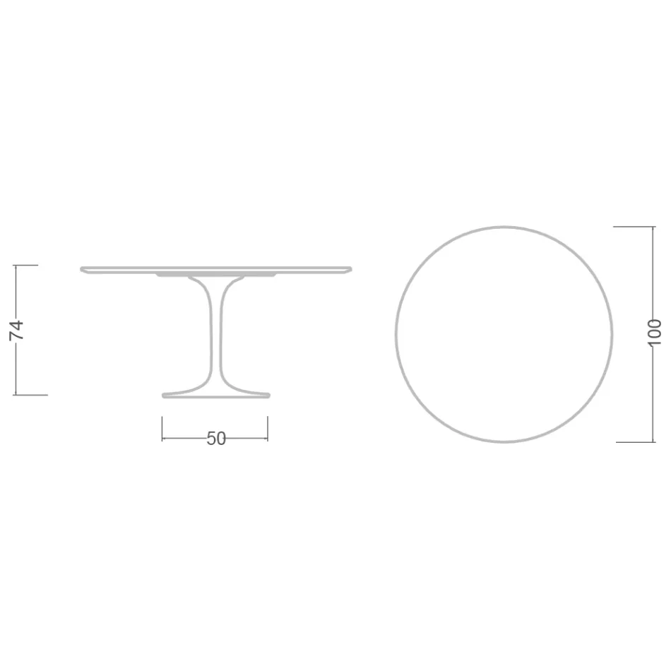 Eero Saarinen Tulip Table H 74 in Moonè Ceramic Made in Italy - Scarlet Viadurini