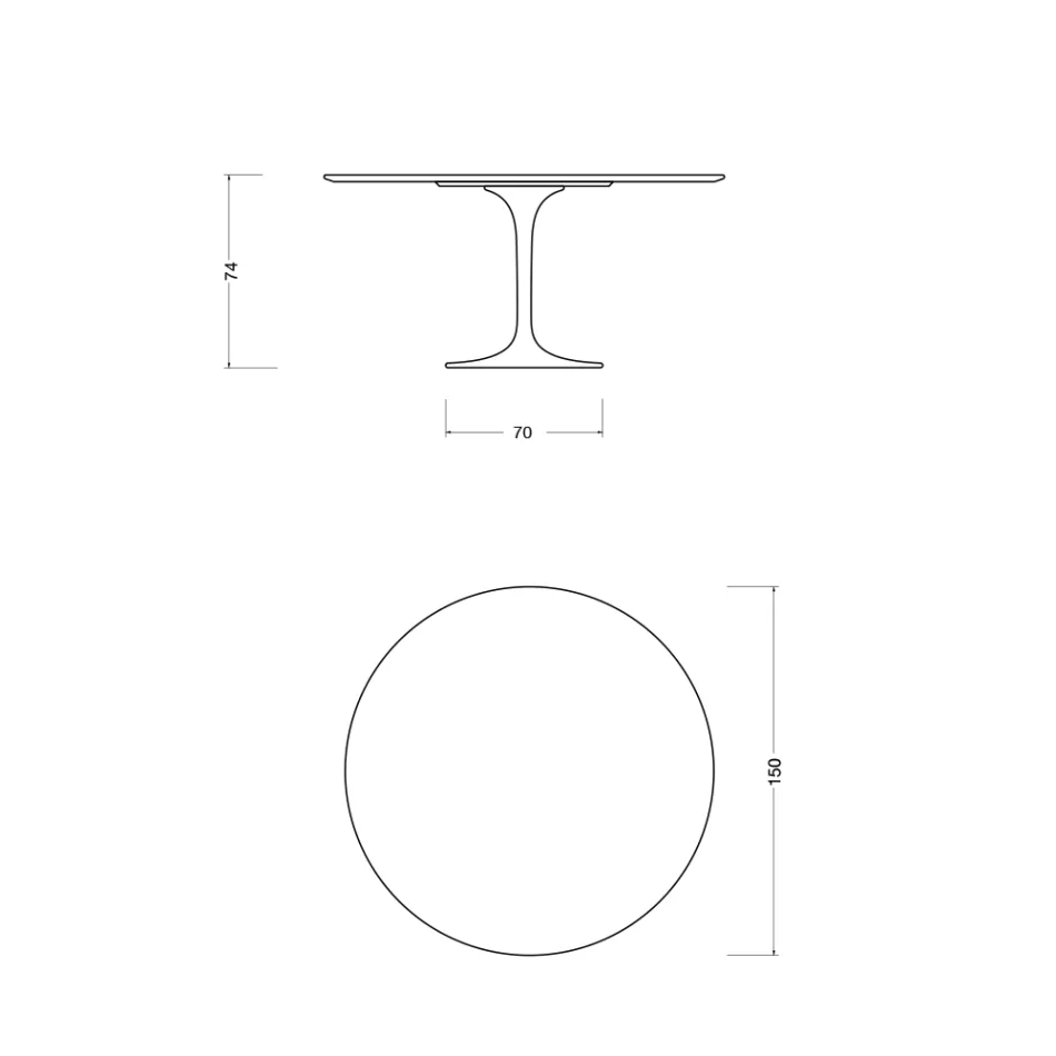 Tulip Table Eero Saarinen H 74 in Ceramic Morpheus Made in Italy - Scarlet Viadurini