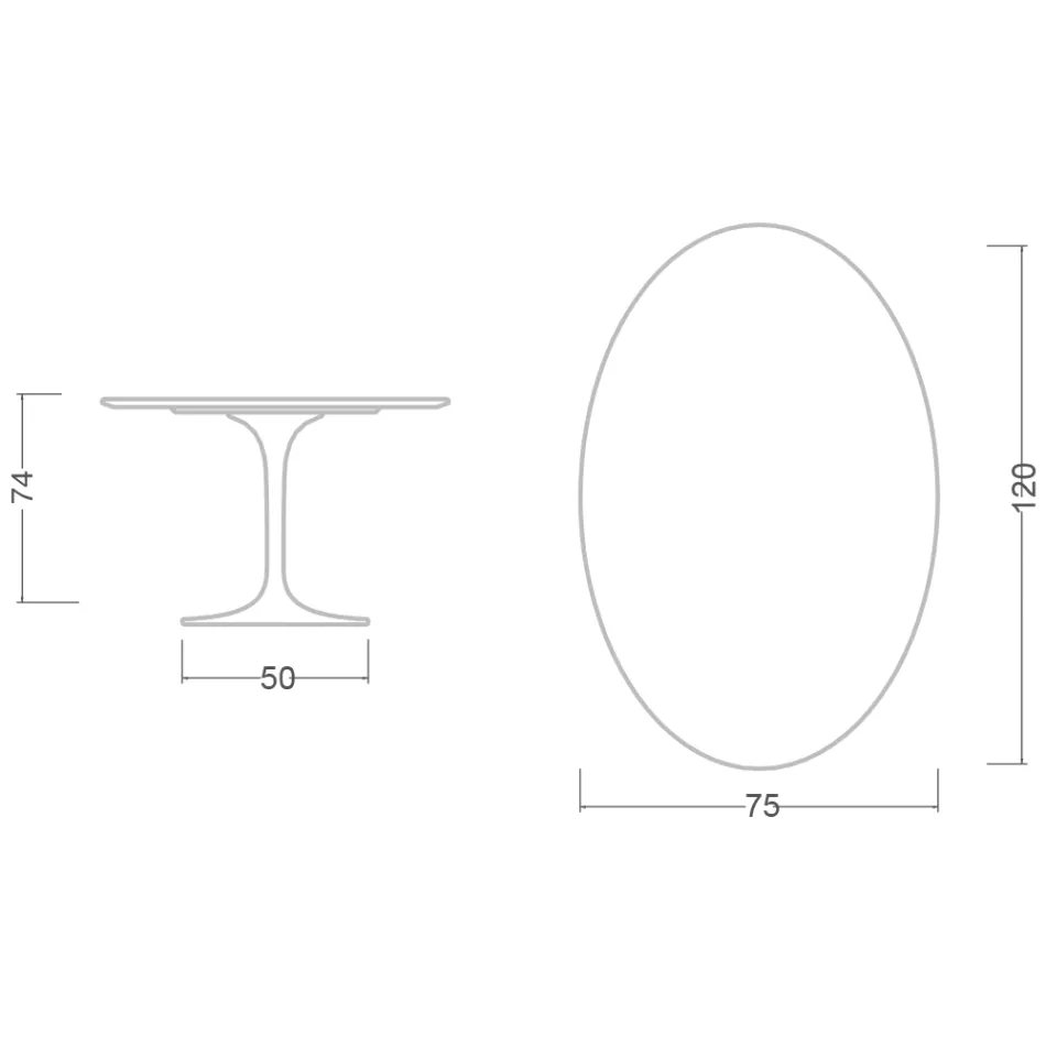 Eero Saarinen Tulip Table H 74 Oval in Moonè Ceramic Made in Italy - Scarlet Viadurini