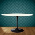 Eero Saarinen Tulip Table H 74 Oval in Moonè Ceramic Made in Italy - Scarlet