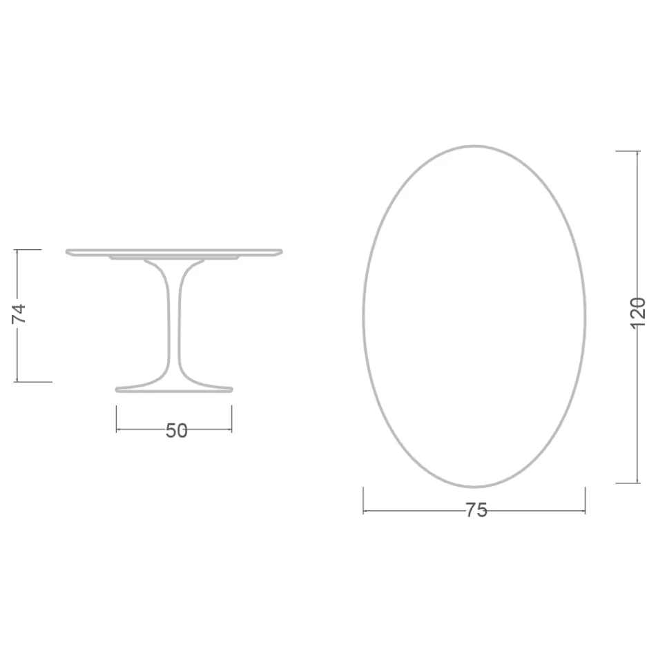 Tulip Table Eero Saarinen H 74 Oval in Black Liquid Laminate Made in Italy - Scarlet Viadurini