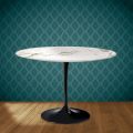 Eero Saarinen Tulip Table H 74 Round in Ceramic Aura 22 Made in Italy - Scarlet