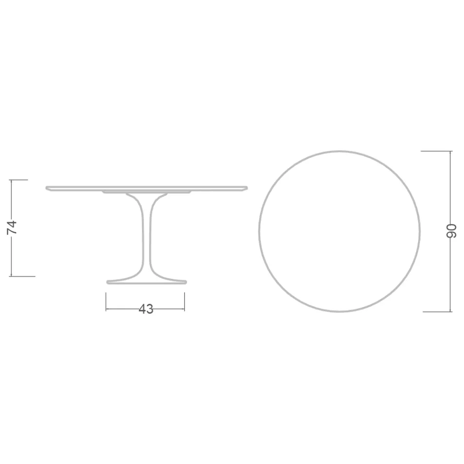 Eero Saarinen Tulip Table H 74 Round in Moonè Ceramic Made in Italy - Scarlet Viadurini