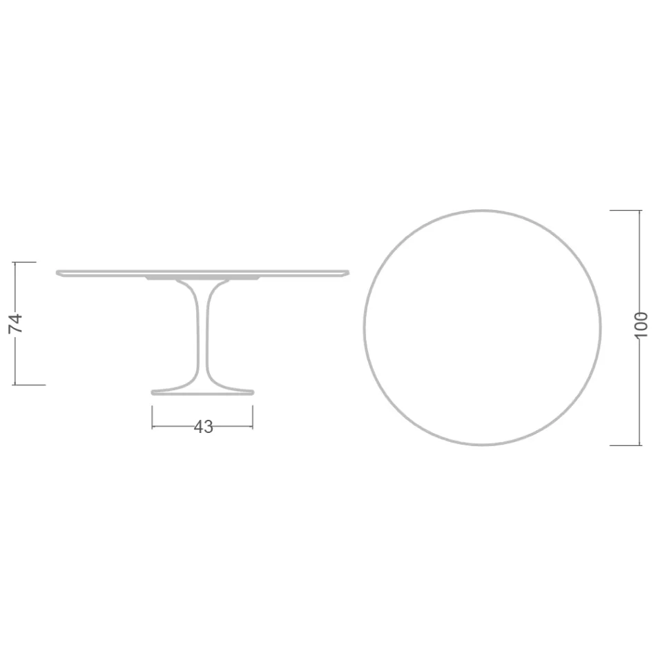 Eero Saarinen Tulip Table H 74 Round in Moonè Ceramic Made in Italy - Scarlet Viadurini