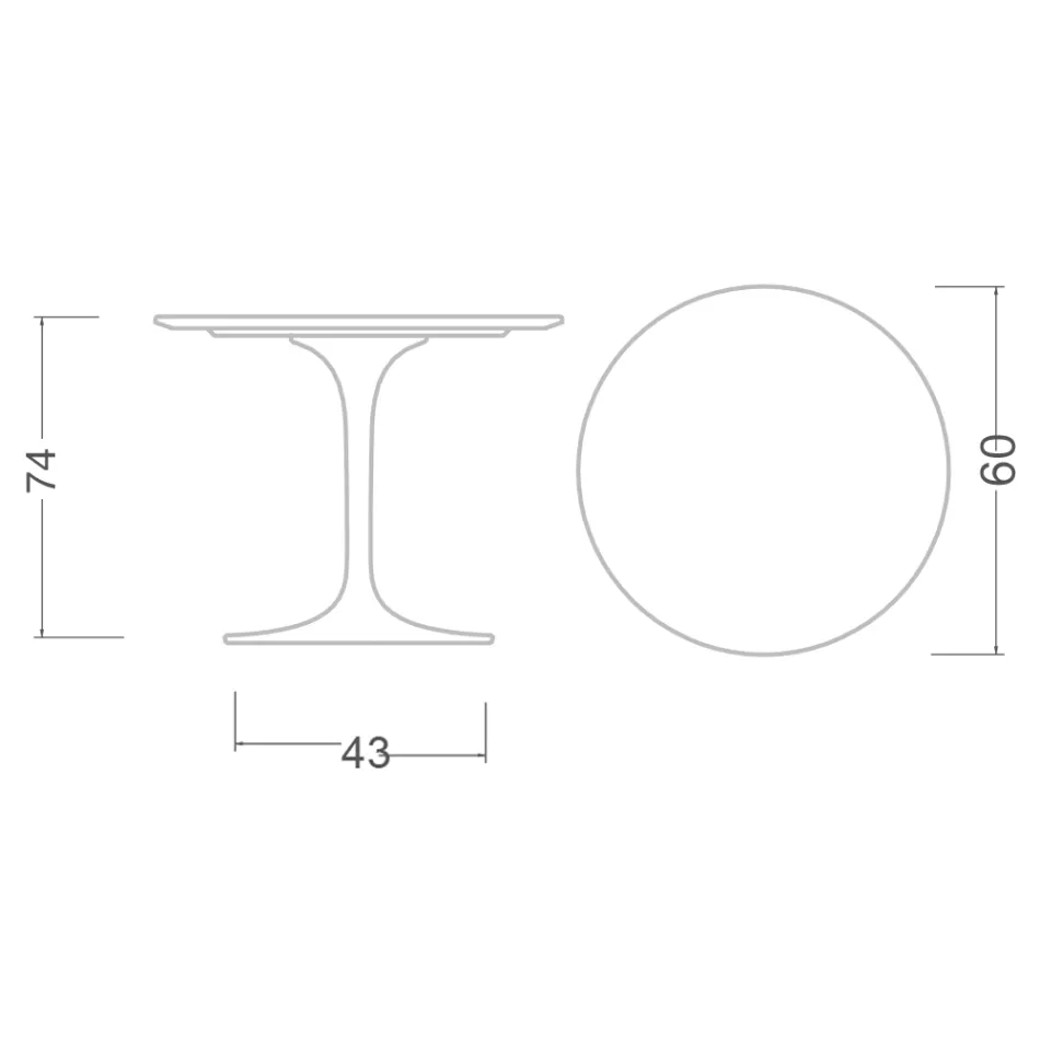 Eero Saarinen Tulip Table H 74 Round in Somnia Ceramic Made in Italy - Scarlet Viadurini