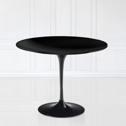Tulip Table Eero Sarinen H 73 with Black Liquid Laminate Top Made in Italy - Scarlet Viadurini
