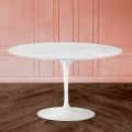 Eero Saarinen Tulip Table H 74 with White Liquid Laminate MDF Top - Scarlet