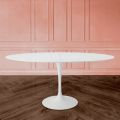 Eero Saarinen Tulip Table H 74 Oval Extendable in White Liquid Laminate - Scarlet