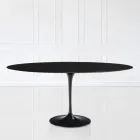 Tulip Table Eero Sarinen H 73 Oval Extendable in Black Liquid Laminate - Scarlet Viadurini