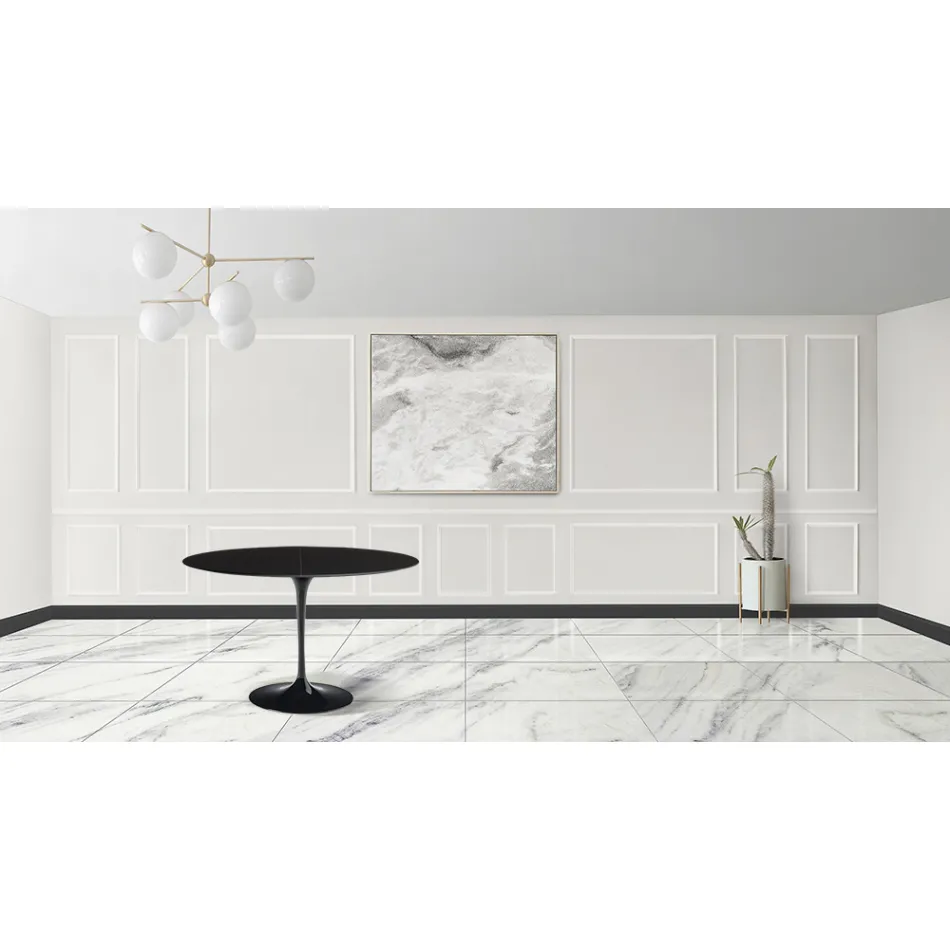 Tulip Table Saarinen H 73 Extendable in Black Liquid Laminate Made in Italy - Scarlet Viadurini