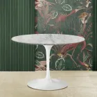 Tulip Table Saarinen H 73 with Round Top in Arabescato Marble Made in Italy Viadurini