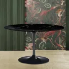 Saarinen Tulip Table H 73 with Round Top in Black Marquinia Marble Made in Italy - Scarlet Viadurini