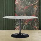 Tulip Table Saarinen H 73 Oval in Carrara Marble Statuarietto Made in Italy - Scarlet Viadurini