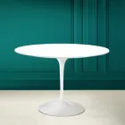Tulip Table Saarinen H 73 Round in Ceramic Absolute White Made in Italy - Scarlet Viadurini