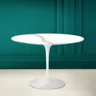 Tulip Table Saarinen H 73 Round in Ceramic Calacatta Michelangelo  Viadurini