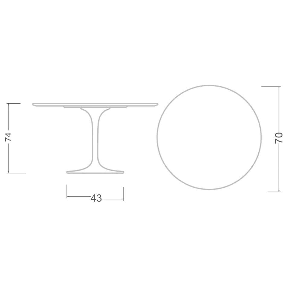 Tulip Table Saarinen H 73 Round in Ceramic Calacatta Michelangelo - Scarlet Viadurini