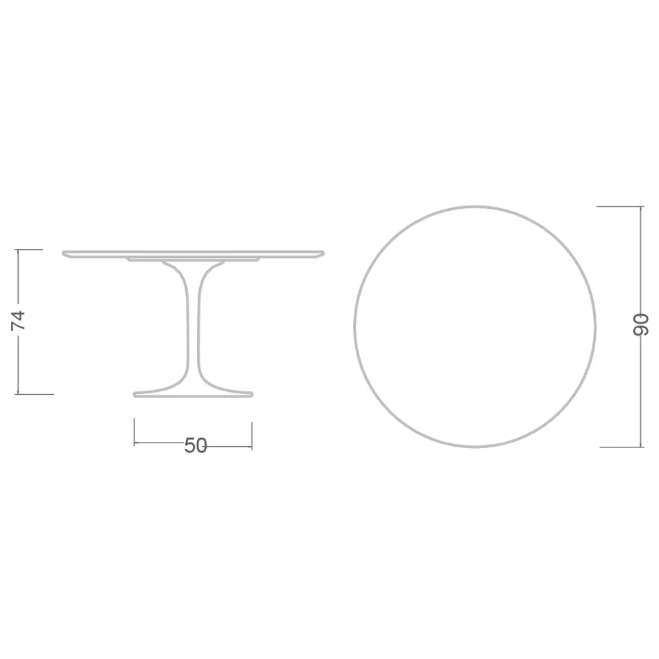 Tulip Table Saarinen H 73 Round Ceramic Invisible Select Made in Italy - Scarlet Viadurini