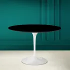 Tulip Table Saarinen H 73 Round in Absolute Black Ceramic Made in Italy - Scarlet Viadurini