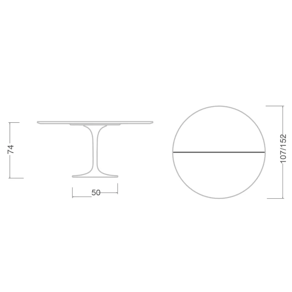 Tulip Table Saarinen H 74 Extendable in White Liquid Laminate Made in Italy - Scarlet Viadurini