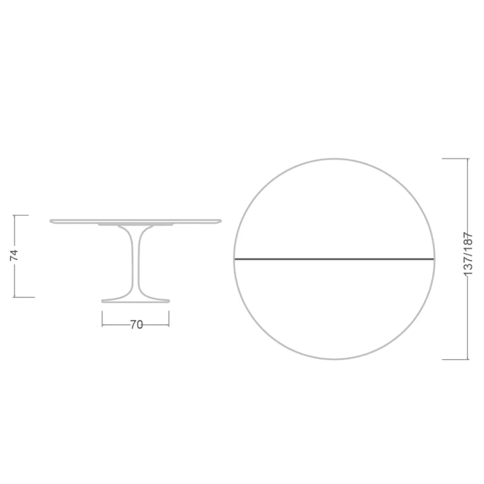 Tulip Table Saarinen H 74 Extendable in White Liquid Laminate Made in Italy - Scarlet Viadurini