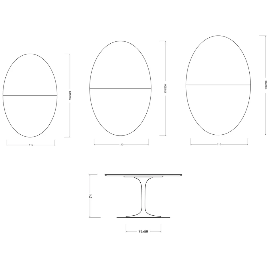 Saarinen Tulip Table H 74 cm Extendable in White Florim Ceramic - Scarlet Viadurini