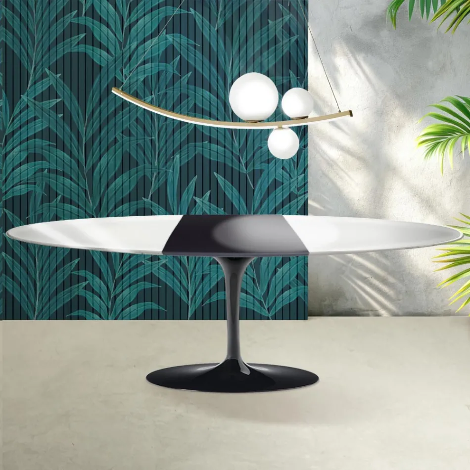 Saarinen Tulip Table H 74 cm Extendable in Florim Ceramic Gloss White - Scarlet Viadurini