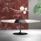 Saarinen Tulip Table H 74 cm Extendable in Florim Calacatta Gold Matt Ceramic - Scarlet Viadurini