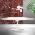 Saarinen Tulip Table H 74 cm Extendable in Florim Calacatta Gold Matt Ceramic - Scarlet