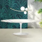 Saarinen Tulip Table H 74 cm Extendable in Florim Statuario Glossy Ceramic - Scarlet Viadurini