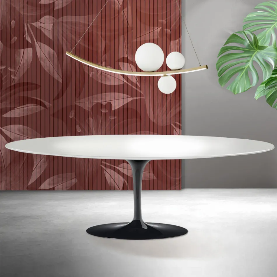 Saarinen Tulip Table H 74 cm in White Florim Ceramic - Scarlet Viadurini
