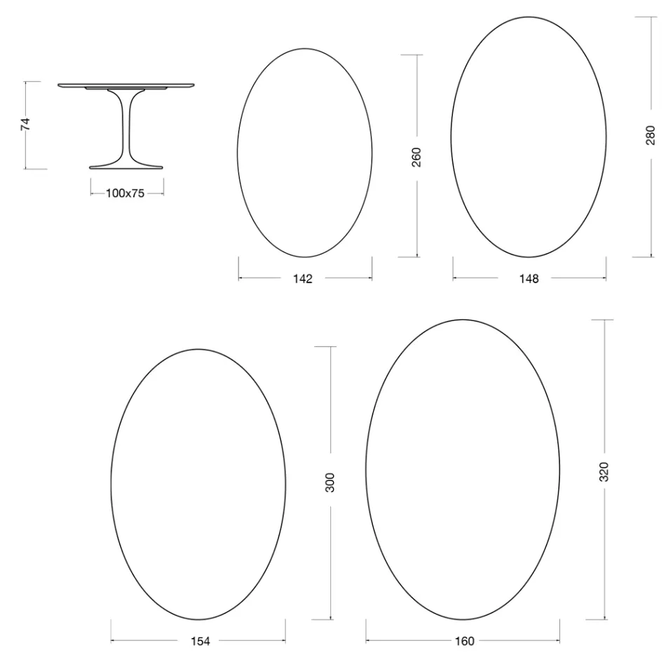 Saarinen Tulip Table H 74 cm in White Florim Ceramic - Scarlet Viadurini