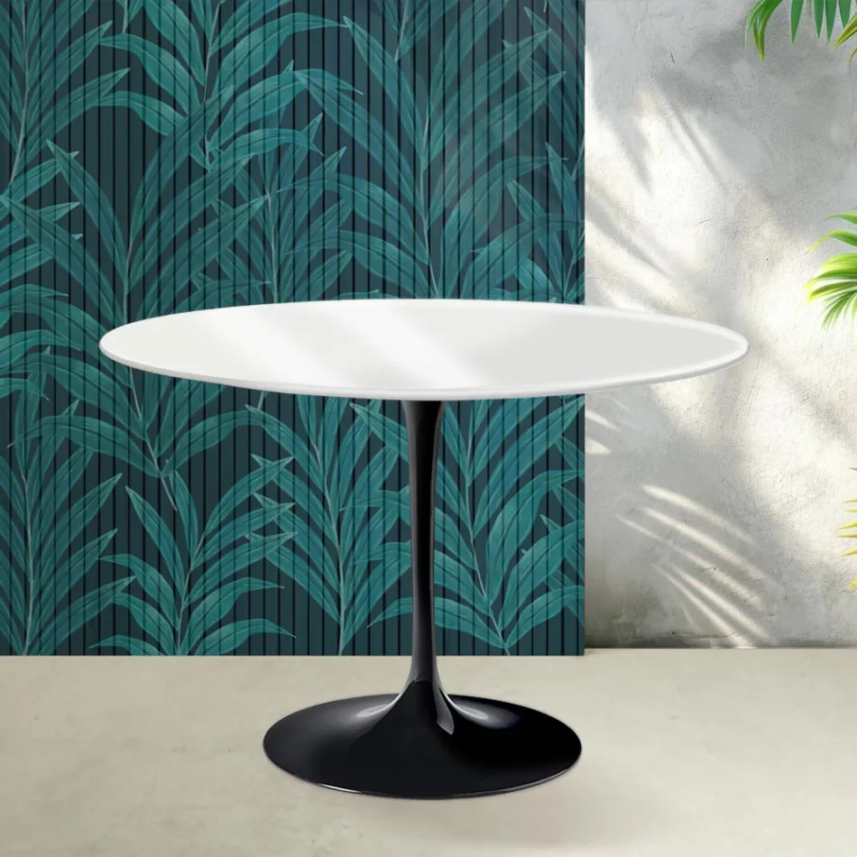 Saarinen Tulip Table H 74 cm in Glossy White Florim Ceramic - Scarlet Viadurini
