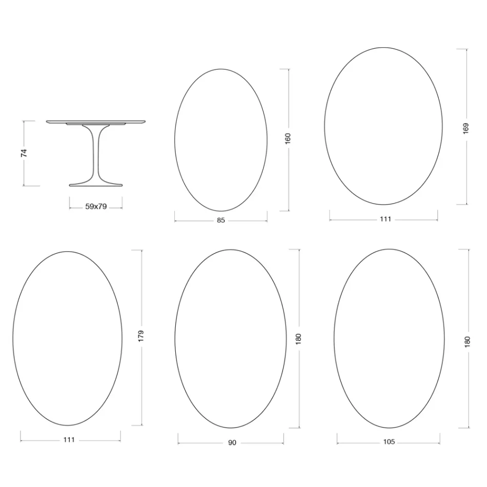 Saarinen Tulip Table H 74 cm in Glossy White Florim Ceramic - Scarlet Viadurini