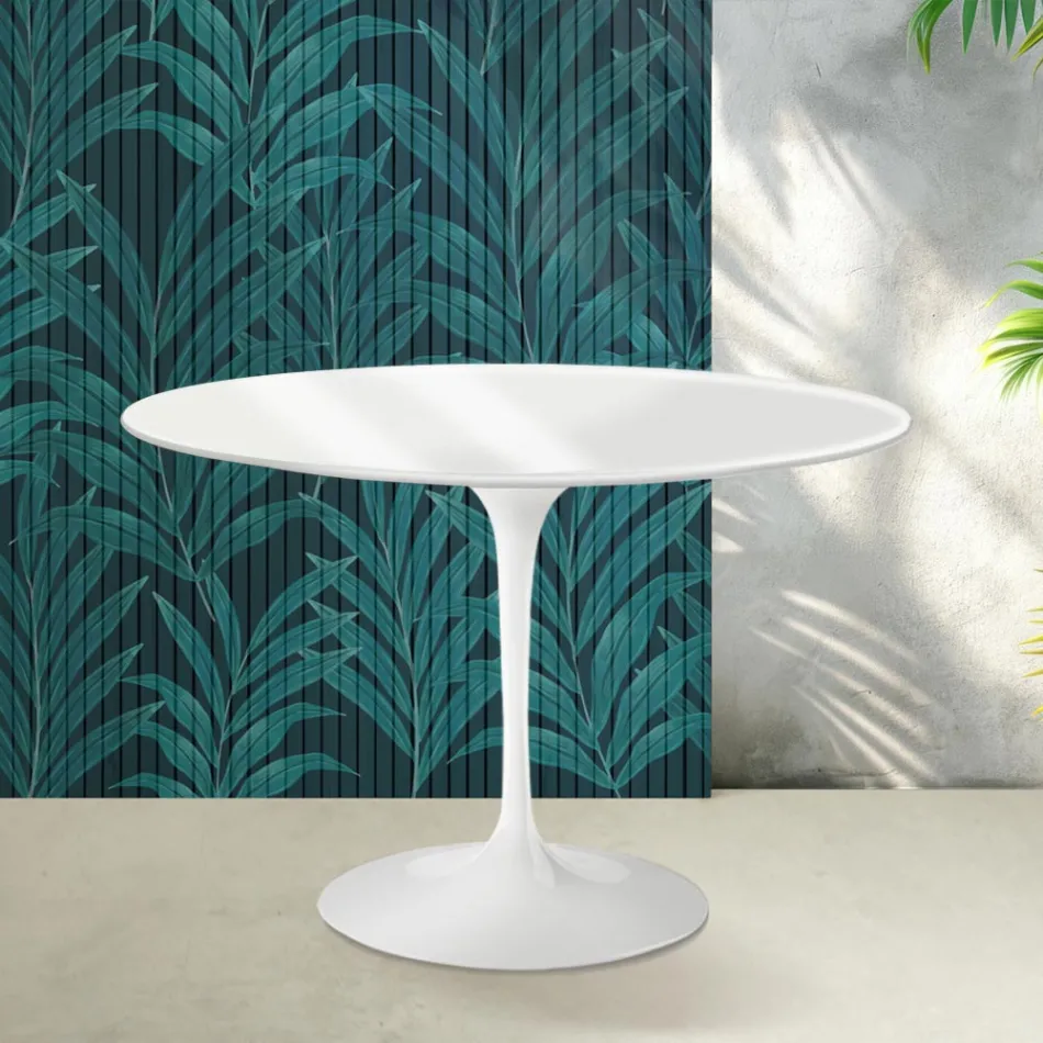 Saarinen Tulip Table H 74 cm in Glossy White Florim Ceramic - Scarlet Viadurini